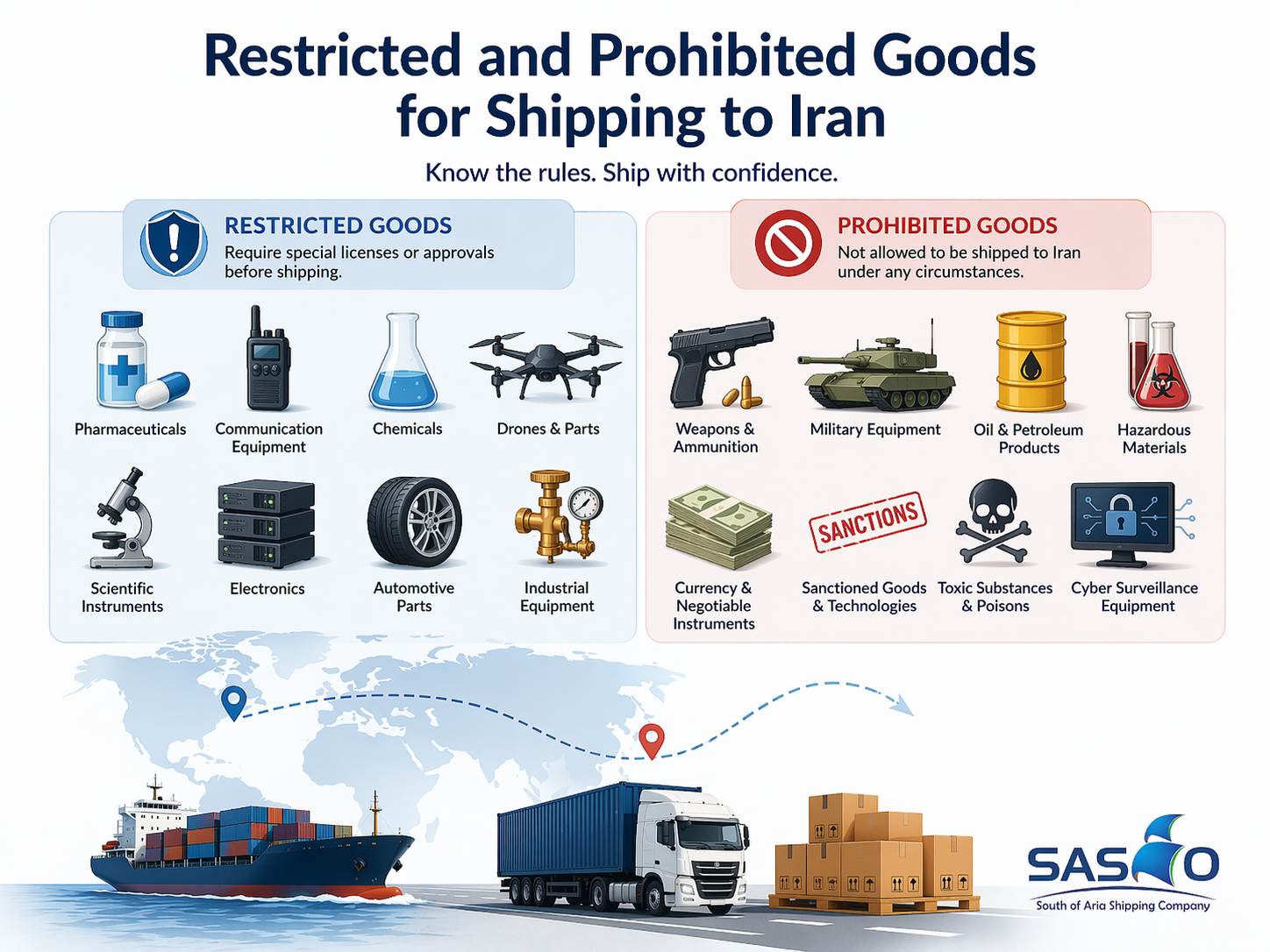 Restricted and Prohibited Goods for Shipping to Iran